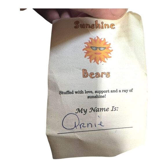 Handcrafted Sunshine Bears "Arnie" Plush Toy Leaves Forest Theme & Knit Shorts - Picture 5 of 8